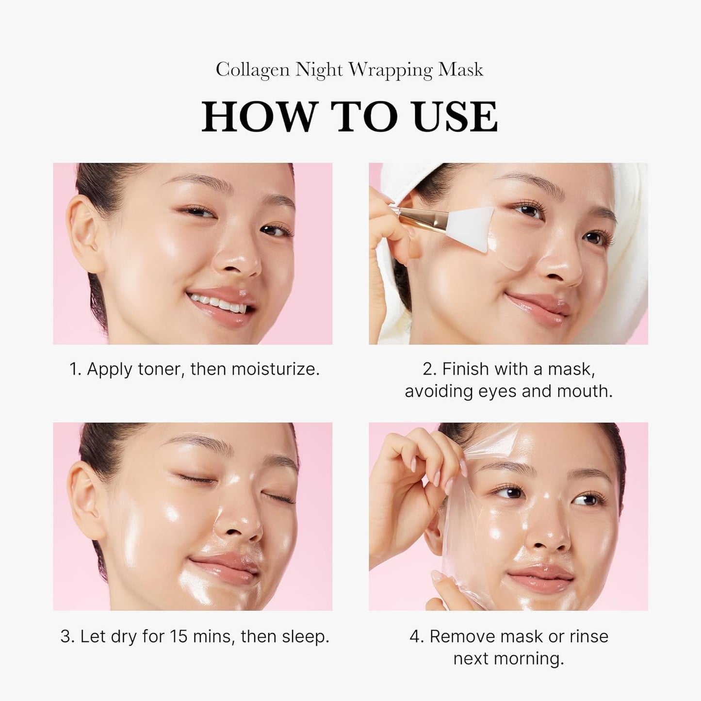 Collagen Night Wrapping Peel off Facial Mask with Jelly Brush