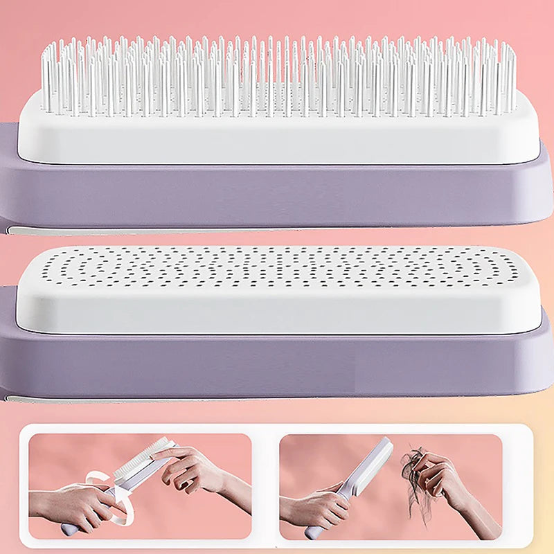 Self-cleaning hairbrush