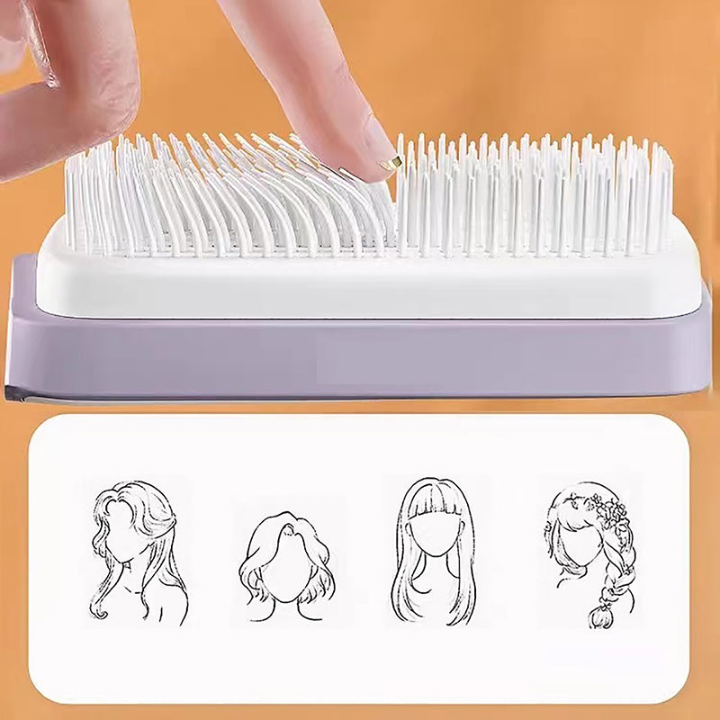 Self-cleaning hairbrush